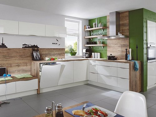 Hoekkeuken - Focus Wit en Hout