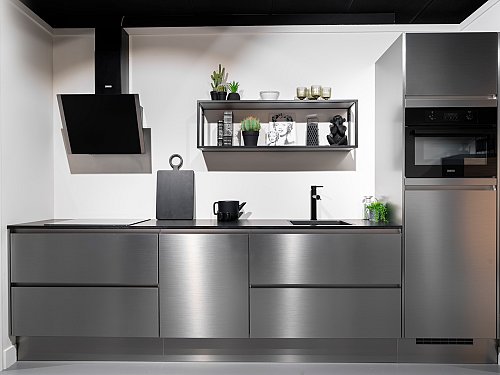 Keukens - Inox staal rechte keuken