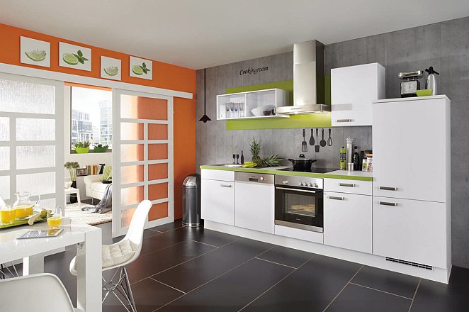 Moderne keuken in rechte opstelling - Afbeelding 1 van 3