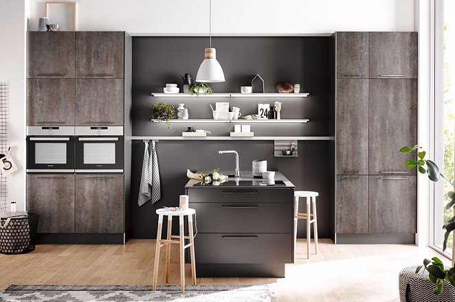 Semi-eilandkeuken met kastenwand - Afbeelding 1 van 1