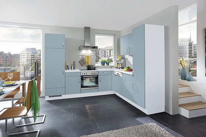 Blauw met witte hoekkeuken - Afbeelding 2 van 2