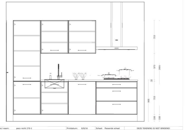 Rechte keuken in hoogglans wit - Afbeelding 2 van 3
