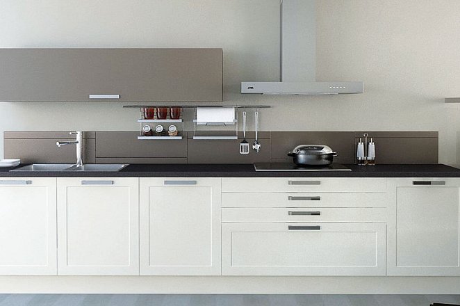 Moderne keuken in rechte opstelling - Afbeelding 1 van 2