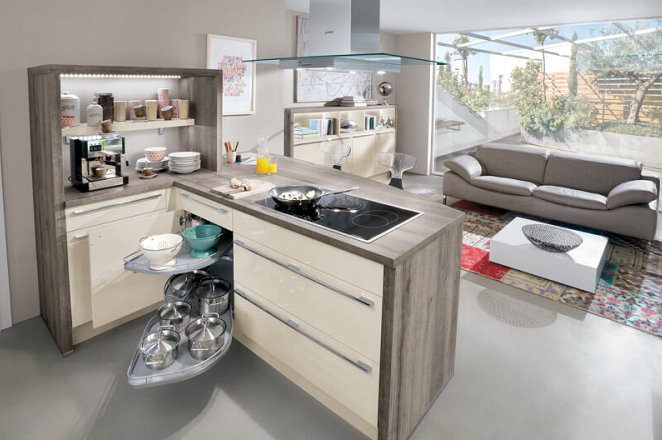 Moderne hoekkeuken met kookeiland - Afbeelding 3 van 4