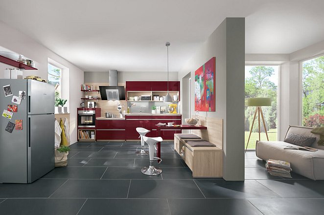 Moderne keuken in rechte opstelling - Afbeelding 1 van 5